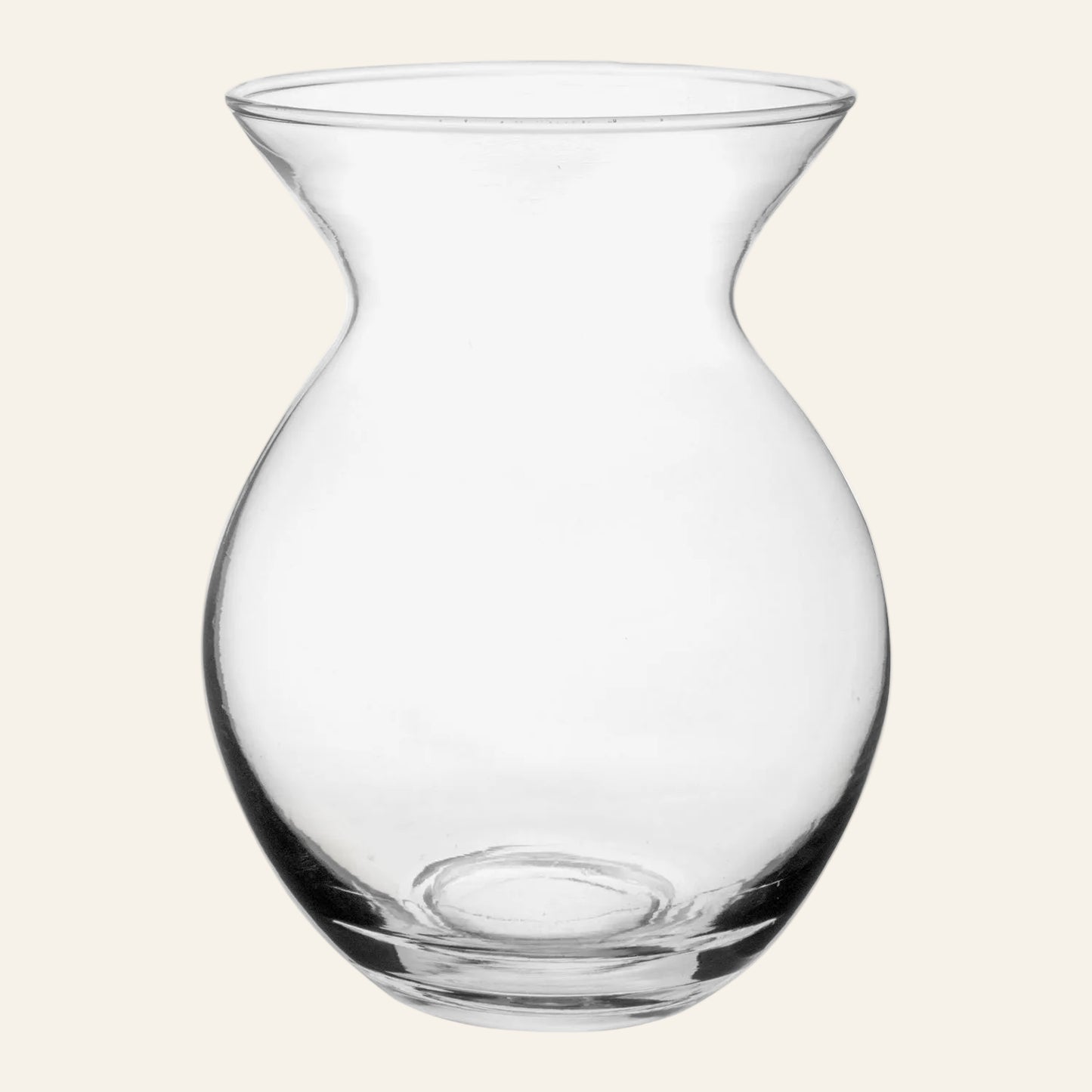Clear glass vase on a white background