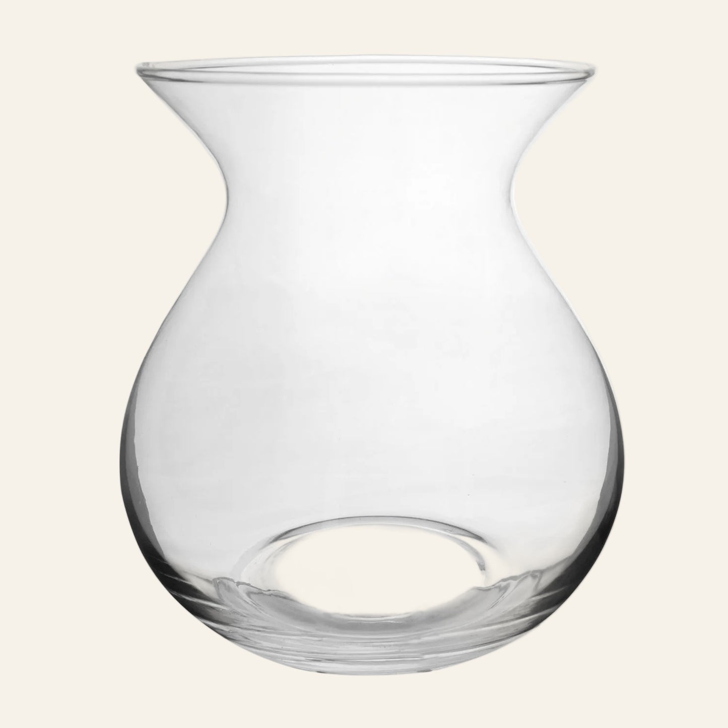 Clear glass vase on a white background