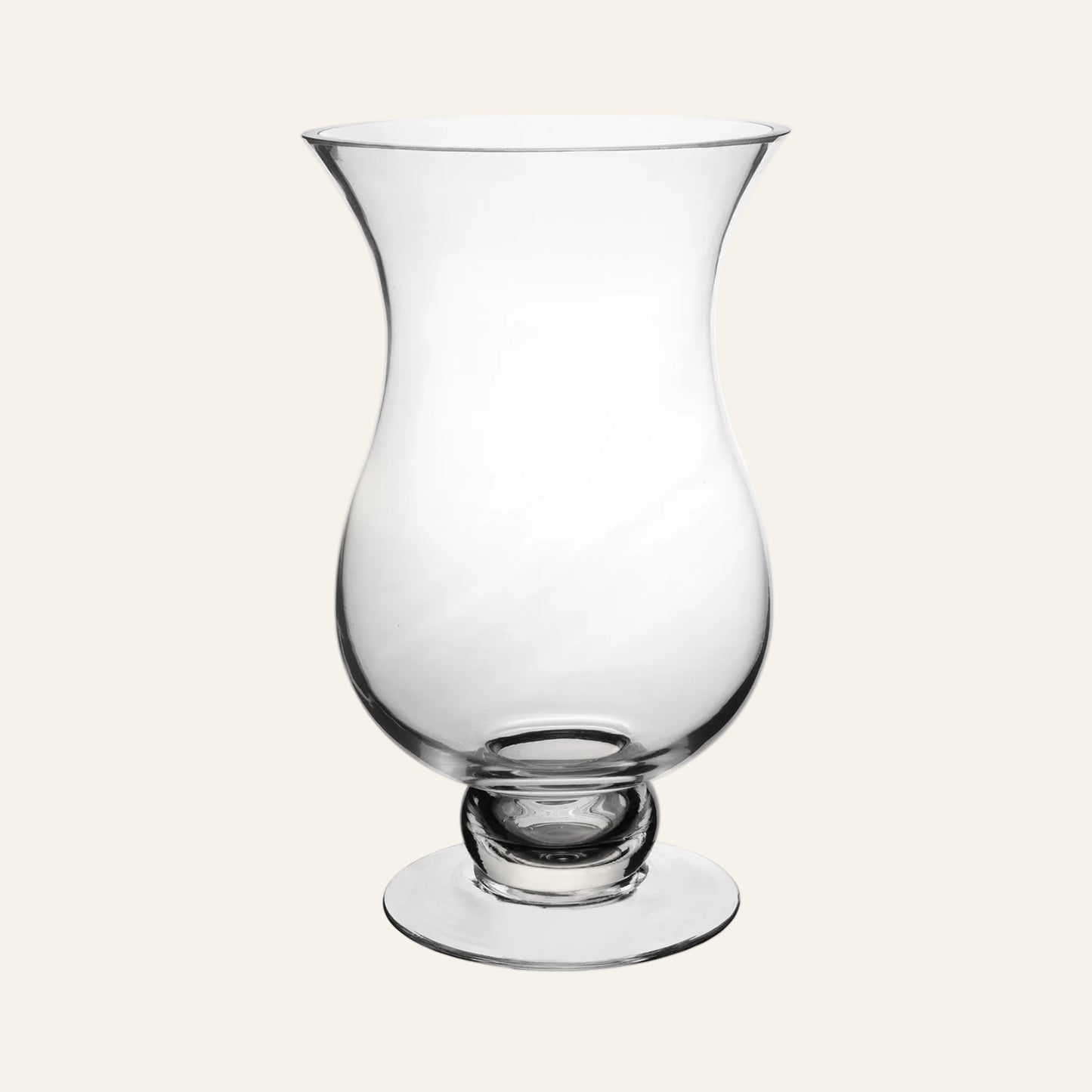 Clear glass vase on a white background