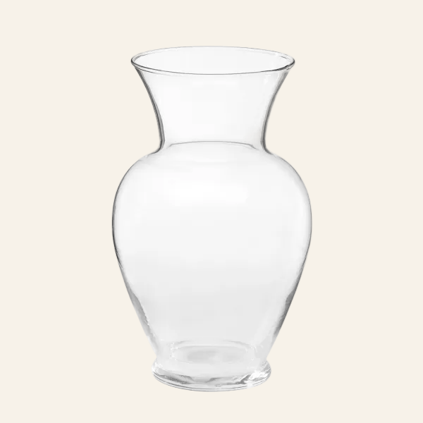Clear glass vase on a white background