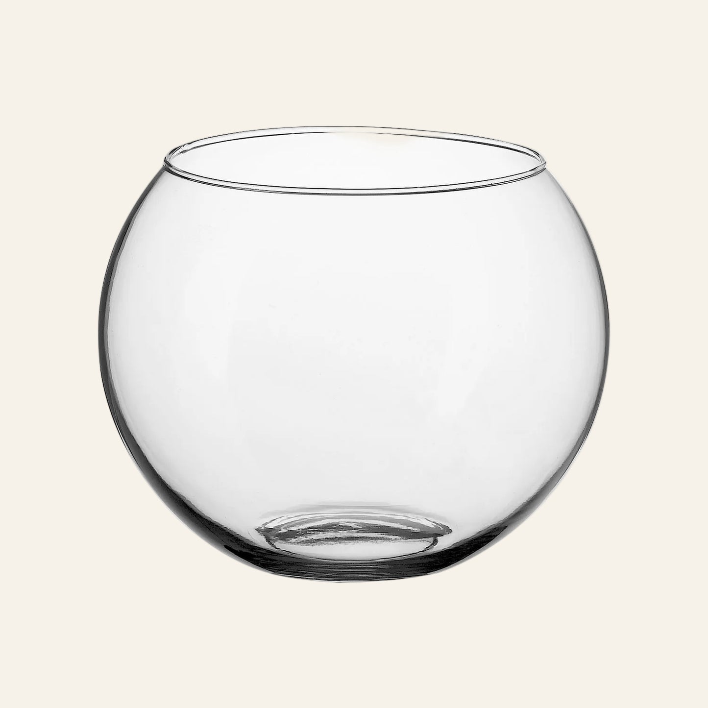 Clear glass bowl on a white background