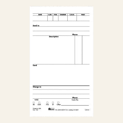 Order pad for a business