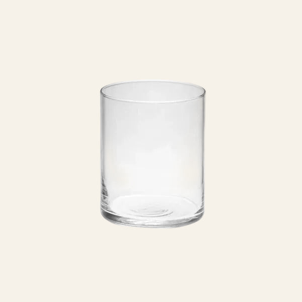 Clear glass vase on a white background