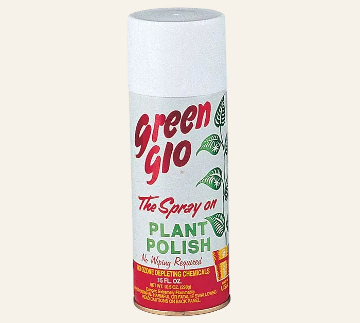 Can of Green Glo plant polish on a white background