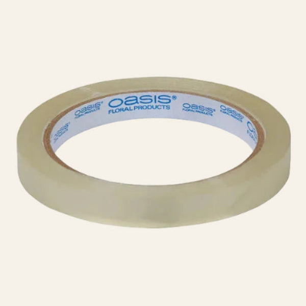 Roll of clear tape with 'Oasis Floral Products' branding on a white background