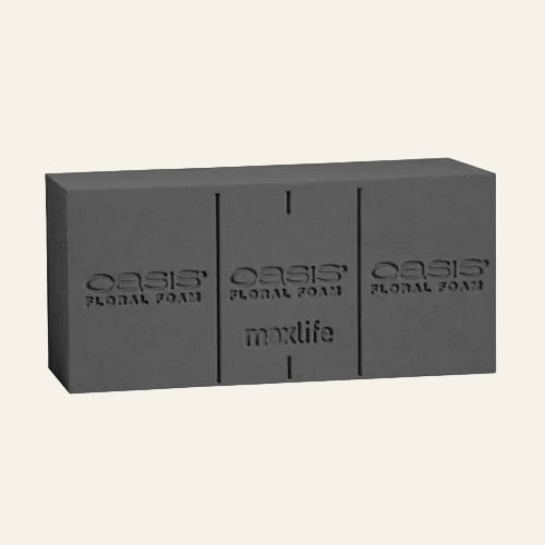 Three blocks of Oasis floral foam on a white background