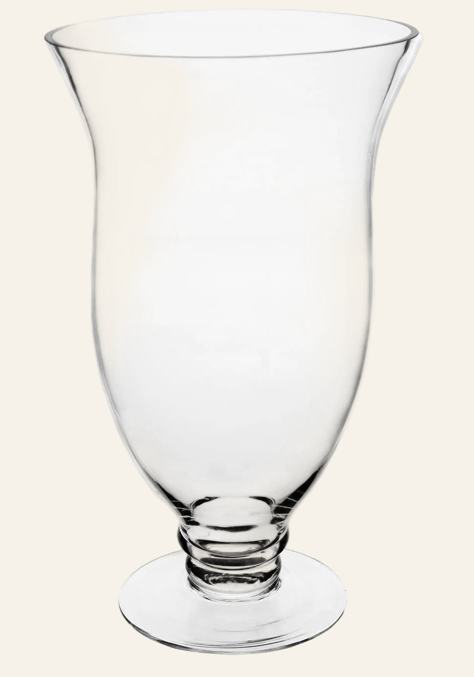 Clear glass vase on a white background