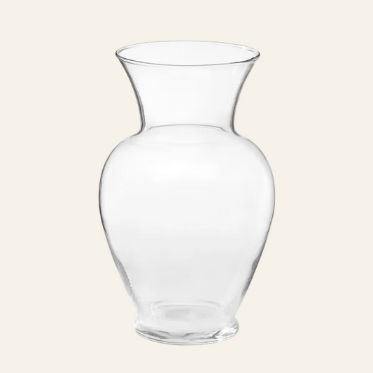 Clear glass vase on a white background