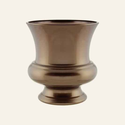Bronze-colored vase on a white background