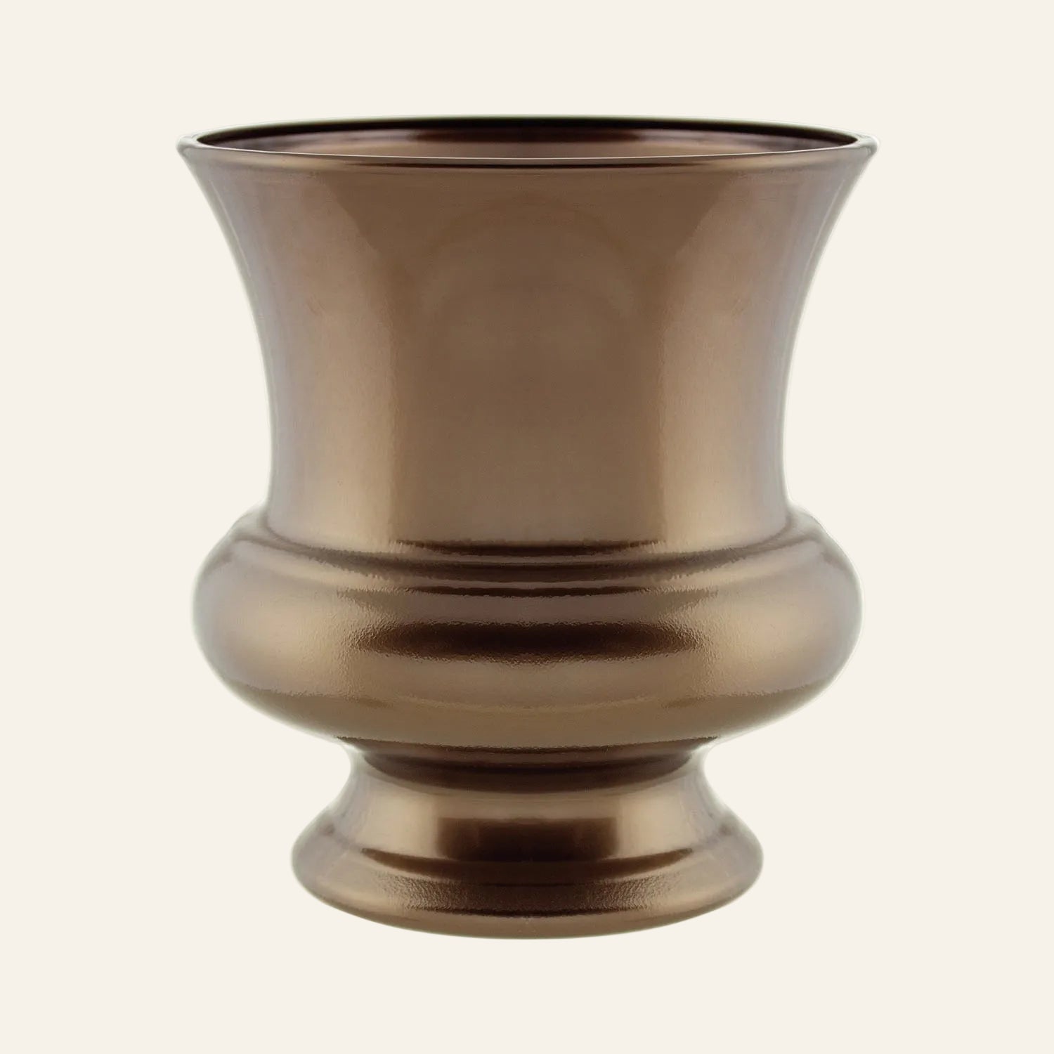 Bronze-colored vase on a white background