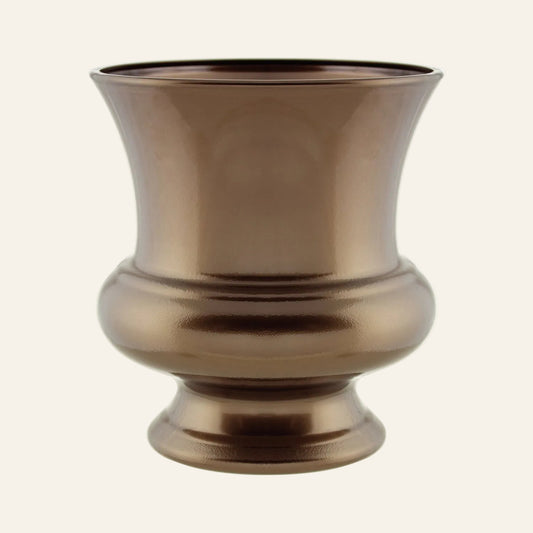 Bronze-colored vase on a white background