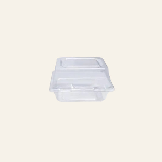 Clear plastic container on a white background