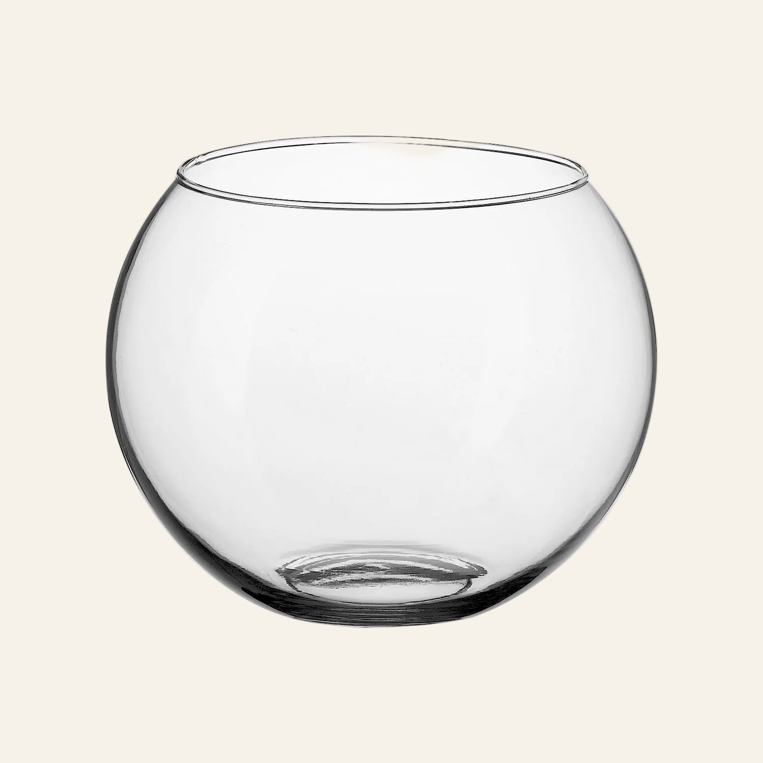Clear glass bowl on a white background