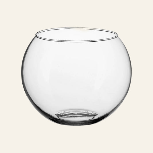 Clear glass bowl on a white background
