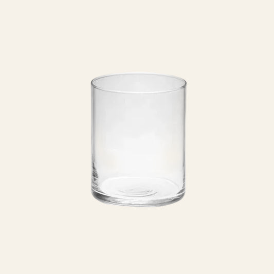 Clear glass vase on a white background