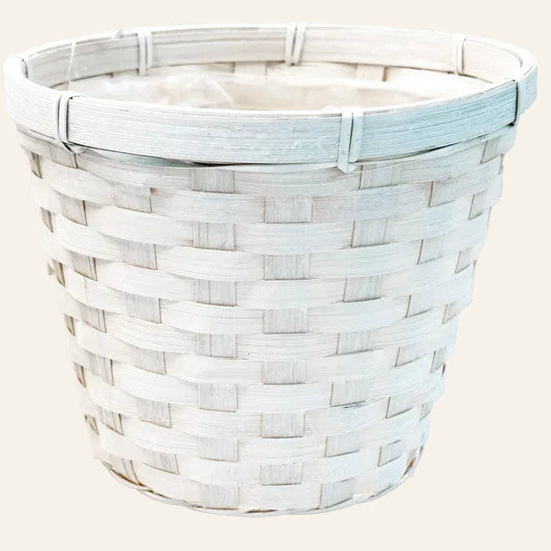 White woven basket on a white background