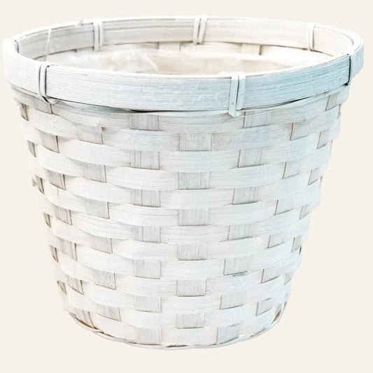White woven basket on a white background