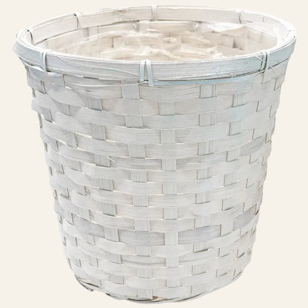 White woven basket on a white background