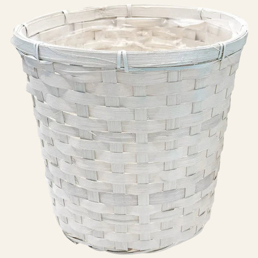 White woven basket on a white background