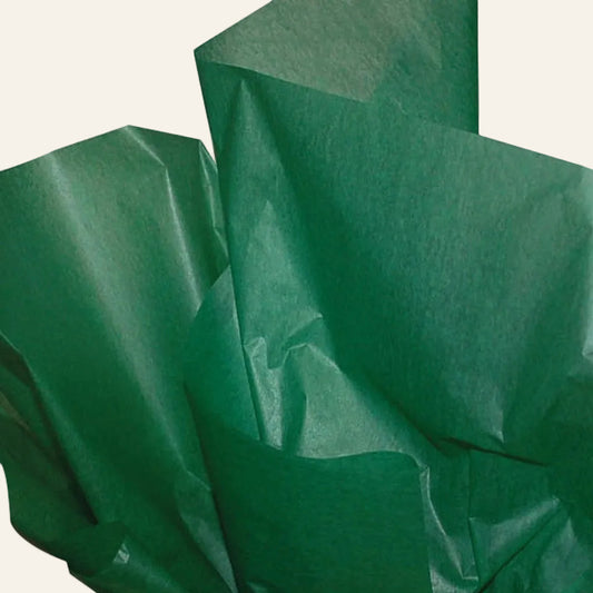 Green tissue paper on a white background